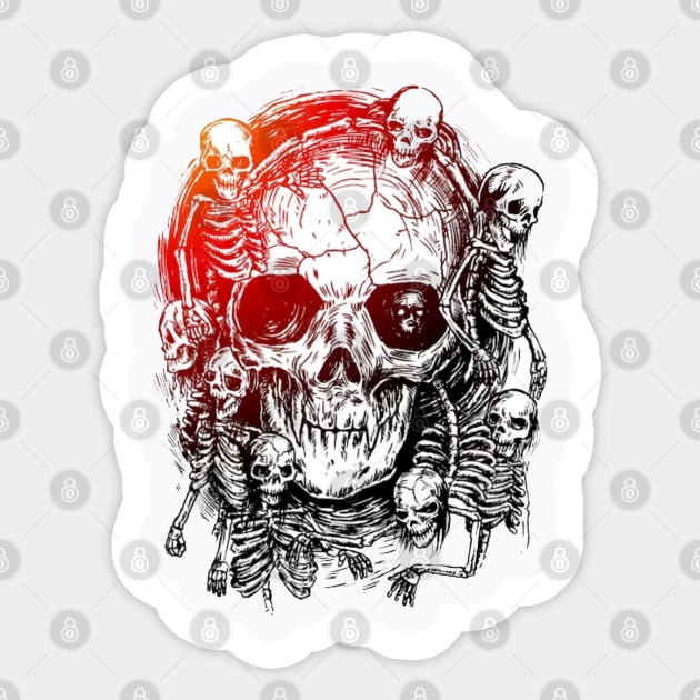 Human skulls Sticker by TheDesigNook